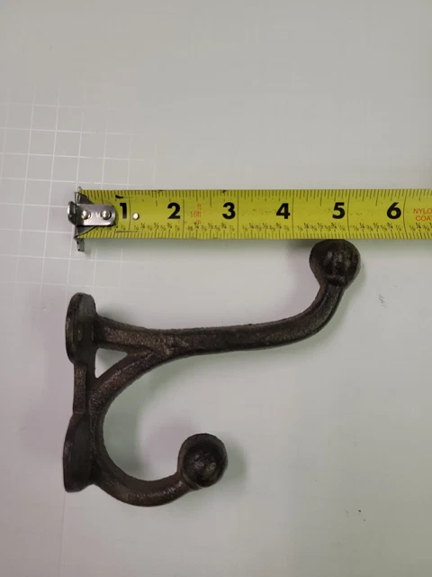 Rustic Double Wall Hook Cast Iron Towel Coat  Hanger Antique Style