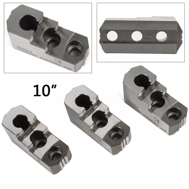 3Pcs 10-inch HARD JAWS Kit For Kitagawa B-210 1.5mm x 60° CNC Lathe Chuck Steel