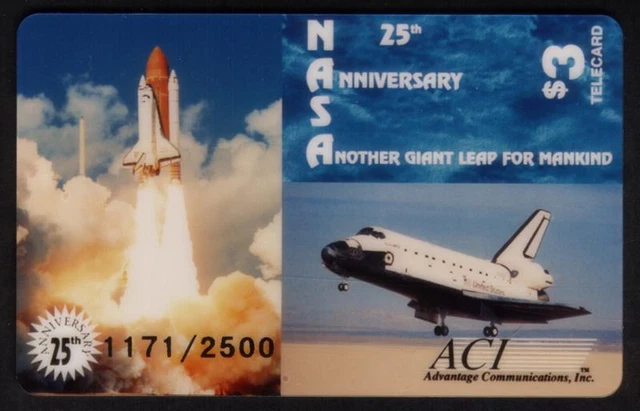 $3. NASA 25th Anniversary: Space Shuttle Liftoff & Landing Phone Card