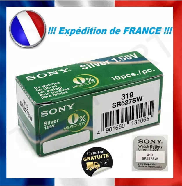 Lot Piles bouton montre Sony muRata 319 321 Argent SR527SW SR616SW  1.55V - new