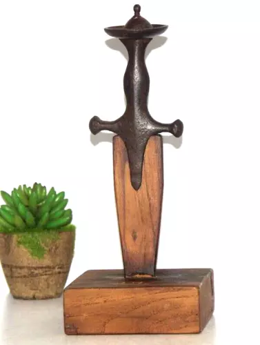 Vintage Wooden Tableware Decorative Sword handle Hilt Restored Collectible Figur