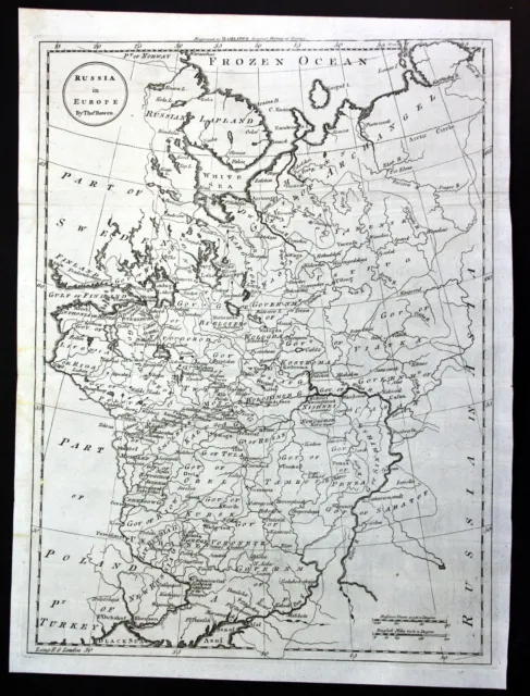 ca. 1790 Russia Russland Lapland Moscow Karte map Kupferstich engraving Bowen