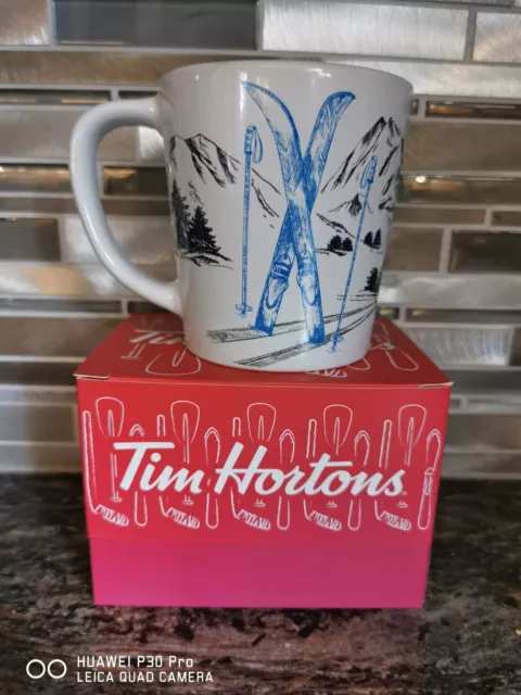 Tim Hortons 2018 Limited Edition Collectible Mug Blue Skiing Coffee NIB