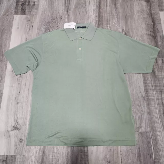 Jonnie Walker Mens Polo Shirt L 100% Silk Green Short Sleeve Vintage NWT