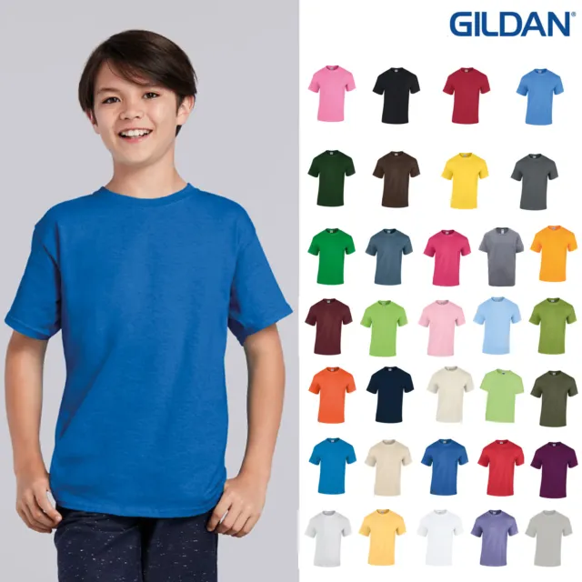 Gildan Heavy Cotton Youth T-Shirt 5000B - Kids Short Sleeve Crew Neck Plain Tee