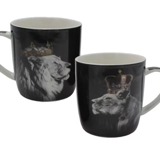 Lion Et Lionne Tasse Ensemble De 2 - King Et Queen