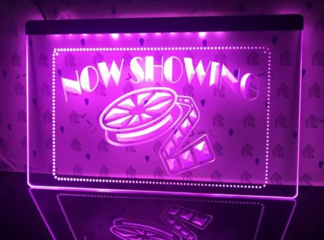 Now Showing Movies LED Neon Light Sign Film Hall Cinema Room 3D Wall Art Decor