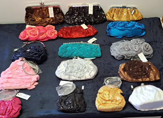 LIQUIDATION LOT OF 16 Silk Purse Bags Party Cocktail Wedding Clutches Bags Read+ 3