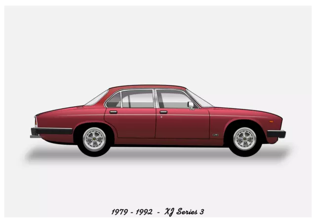 POSTER - JAGUAR XJ6 Series 3 - (A4 A3 A2 sizes) Art Print Car RENDER