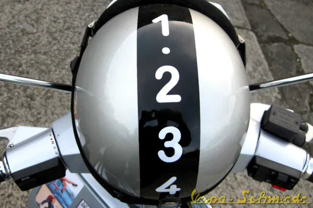 VESPA Aufkleber Helm "Handschaltung" - Weiß - Blechroller Schaltung V50 Rally