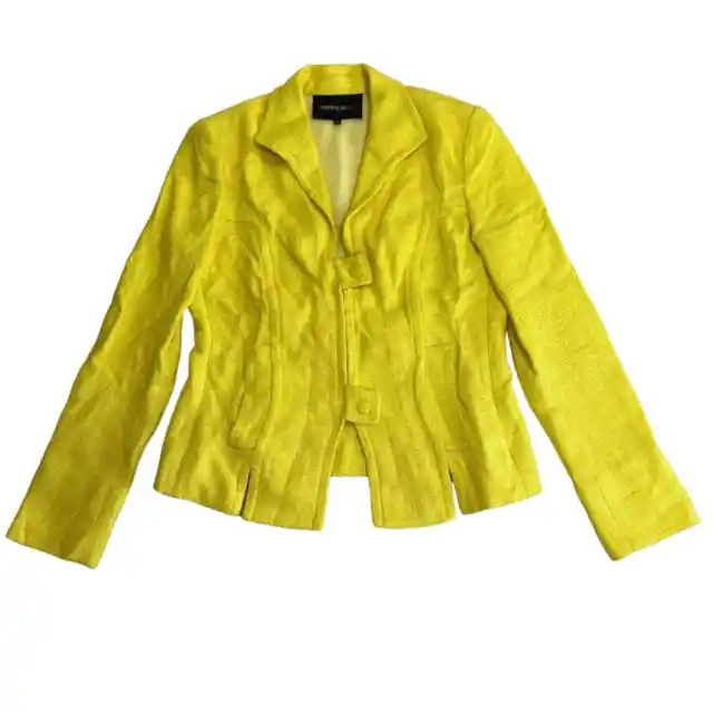 Lafayette 148 Blazer Womens 4 Yellow Suit Jacket Workwear Career Zip Snap Front