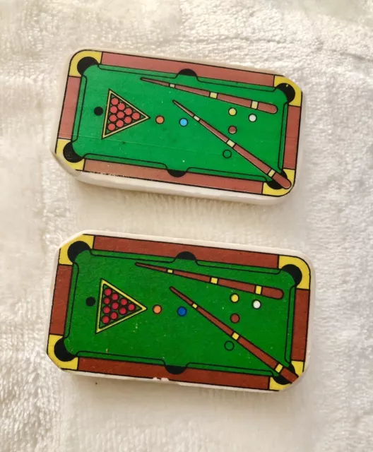 2x Vintage Retro 1980’s Snooker Table Novelty Collectable Erasers Rubbers