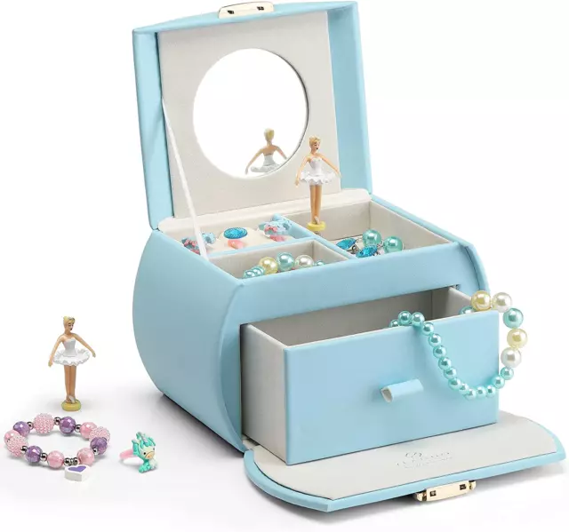 Vlando Musical Jewellery Box with Spinning Ballerina, Lockable Jewelry Case with