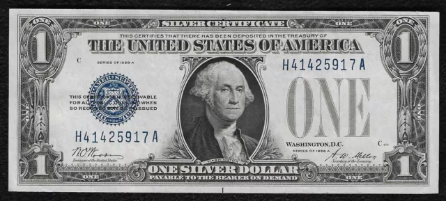 1928-A $1 *Funny Back* Small Silver Certificate "Crisp AU++"
