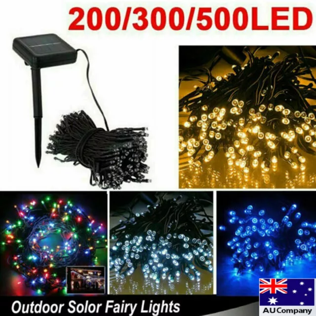 300/500/1000 LED String Fairy Lights Xmas Tree Outdoor Lamp Solar Mains Plug In