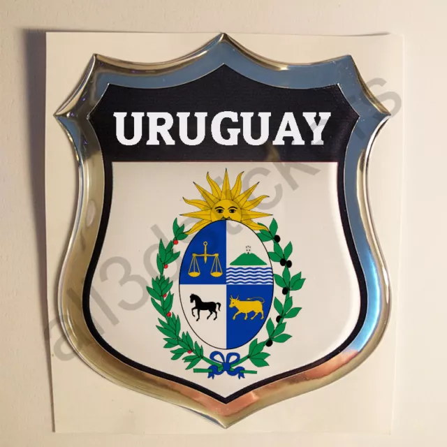 Pegatina Uruguay Escudo de Armas 3D Emblema Vinilo Adhesivo Resina Relieve Coche