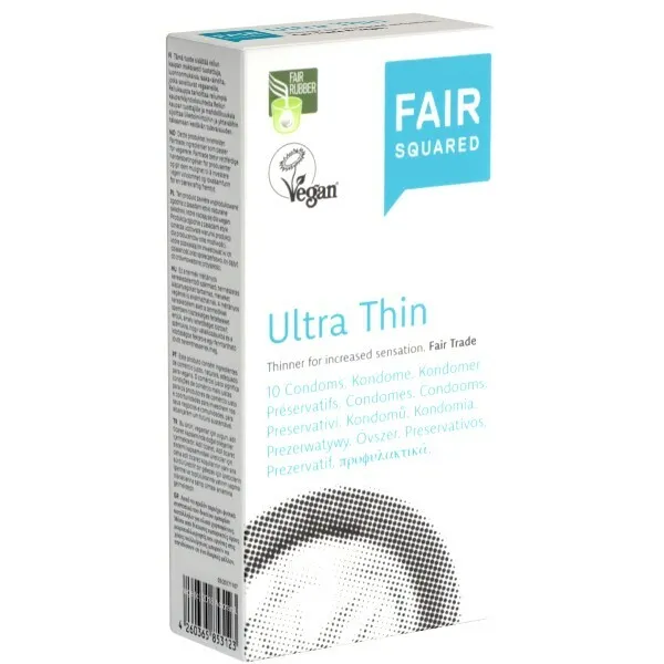 Frei Haus Fair Squared Ultra Thin, fair gehandelte Kondome 10 Stück, vegan dünn