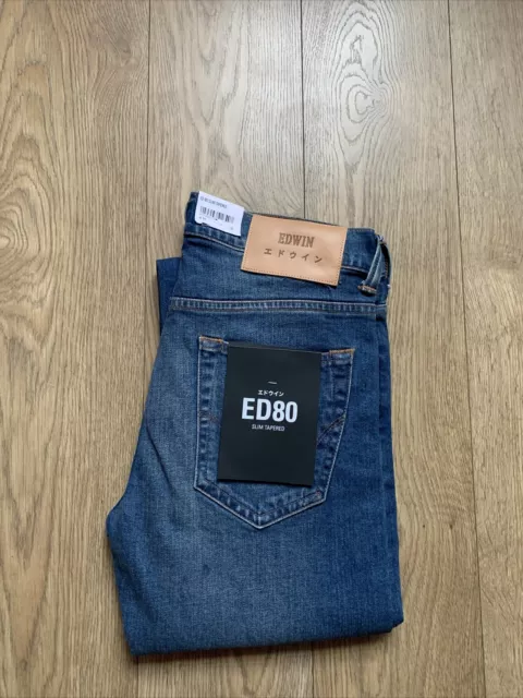 Edwin ED-80 Slim Tapered Jeans CS Red Listed Blue Denim - Rinsed