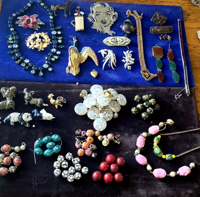 Big Lot (5 Lbs) Of Old Jewelry, Beads, Finings: From  30s-40s Collection