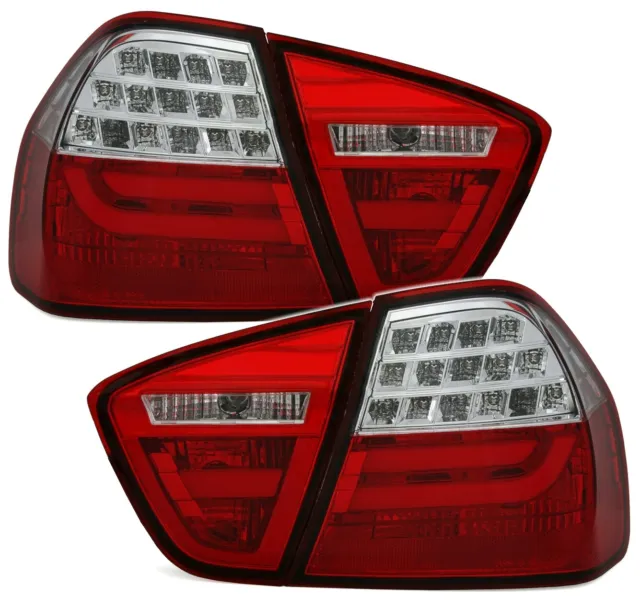 Rückleuchten Set in Rot Weiss für 3er BMW E90 12/04-9/08 Lightbar LED Blinker