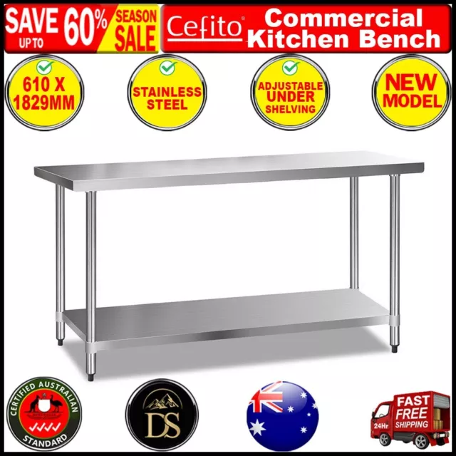 Commercial 430 Stainless Steel Kitchen Work Bench Table Catering Food Workbench