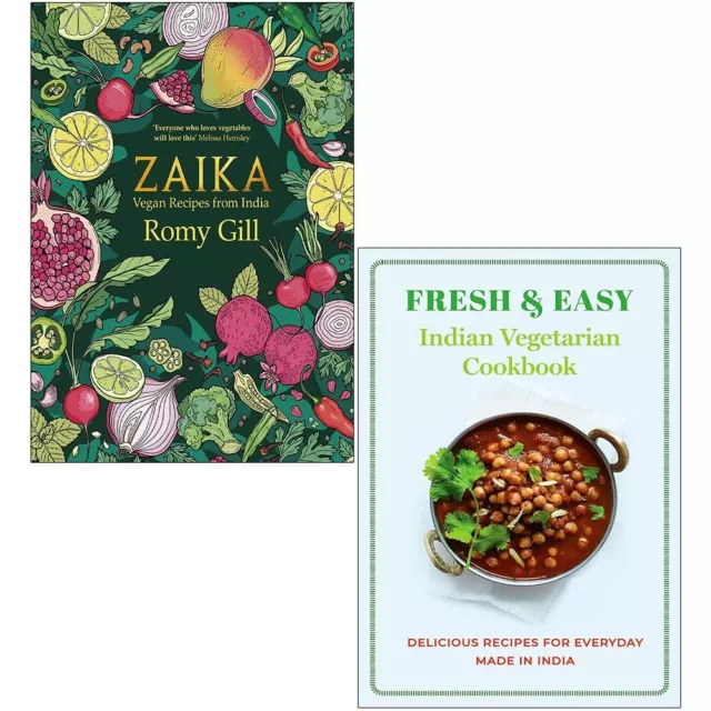 Zaika Vegan recipes Romy Gill, Fresh & Easy Indian Vegetarian 2 Books Set NEW