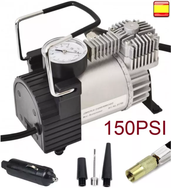 Compresor De Aire Para Mechero Coche 12V 10 Bares 150 Psi Inflador Eléctrico