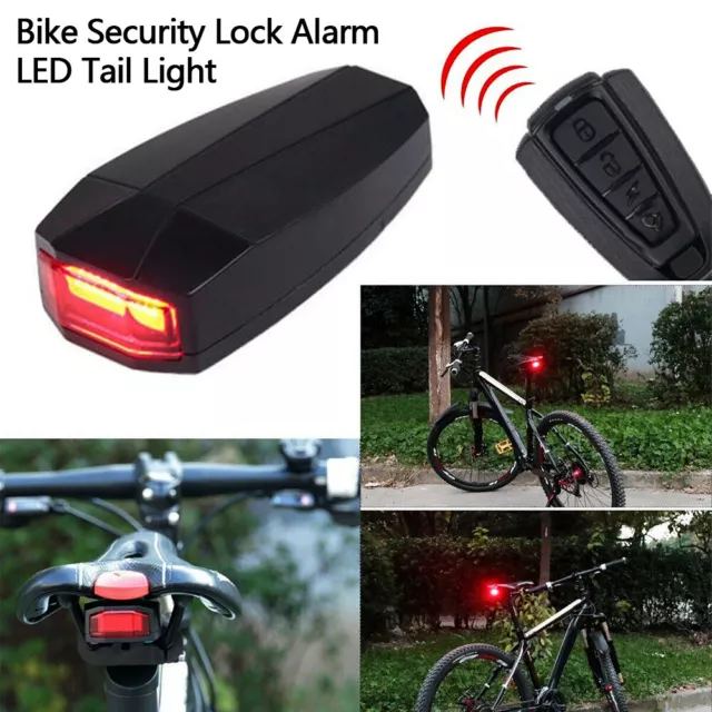 4In1 Bicycle Bike Cycling Security Lock Alarm LED Tail Light Anti-theft gt