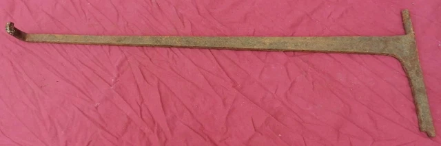 Antique 19th Hand Forged Wrought Iron Fireplace Swiveling Crane 32" Wide 11"Tall