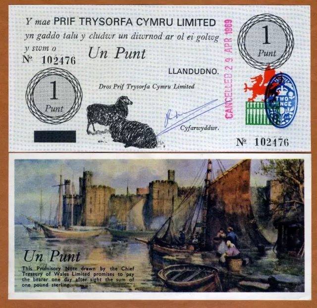 Wales, 1 pound, Black Sheep, 1969, P-NL, UNC