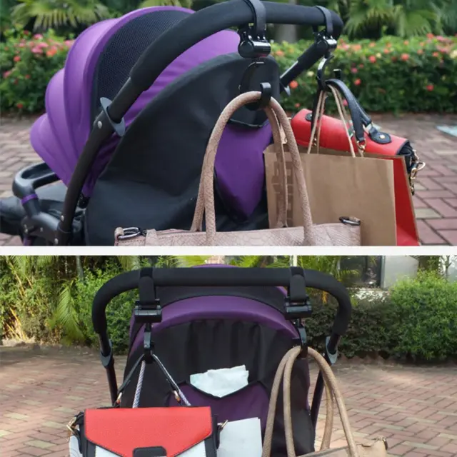 LF# 1 Pair Baby Stroller Accessories Hook Multifunction Black Plastic Non-Toxic
