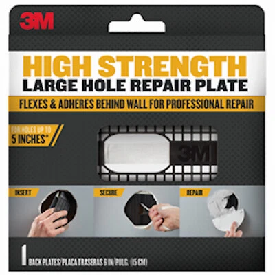 Wall Repair Patch 6" L X 5.5" W Fiberglass Black Self Adhesive Black