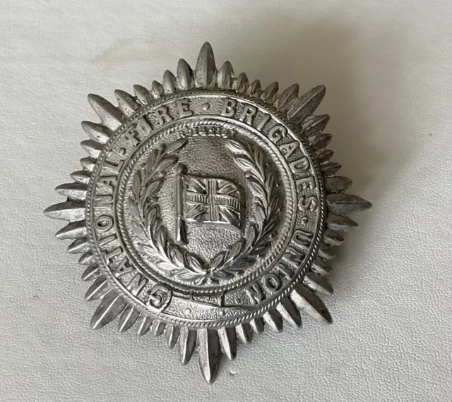 Obsolete, Original, Silver, National   Fire Brigades Union , Cap Badge.