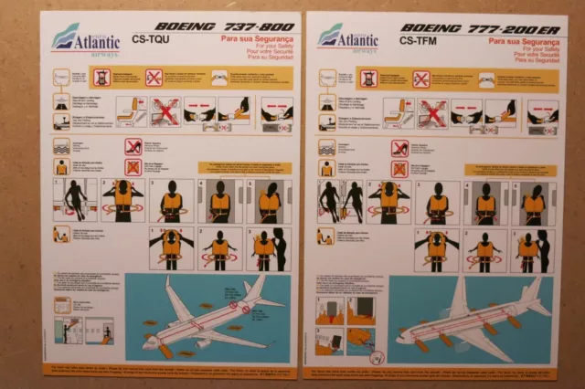 euro Atlantic airways - 2 Safety Cards B737-800 + B777-200ER ++ neuwertig/mint!!