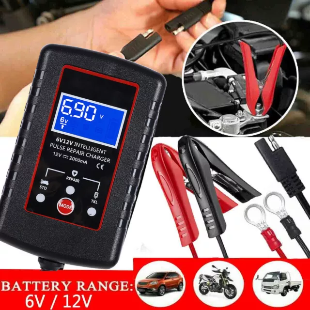Smart Automatic 6/12V Battery Charger Maintainer Motorcycle Car Trickle Float US