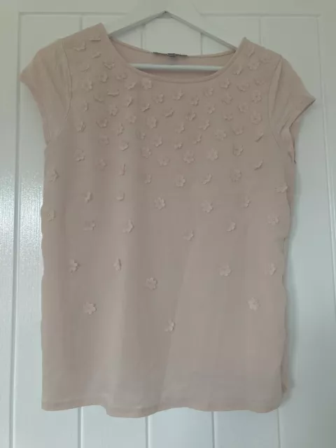 LAURA ASHLEY Baby Pink Floral T-shirt Womens Feminine Size 12 Granny Chic