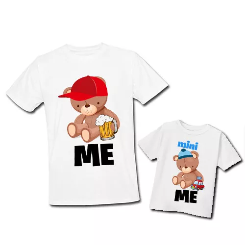 Set coppia padre figlio t-shirt donna + maglietta bimbo Me mini Me papà orso!