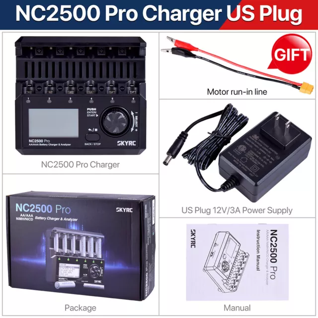 SKYRC NC2500 Pro NiMH NiCd LCD Smart Battery Charger for AA AAA Batteries 3in1 3