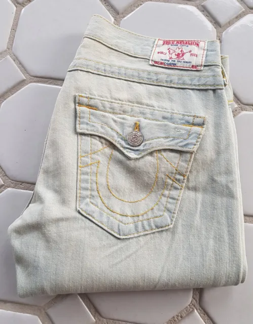 True Religon Damen Boyfriend Jeans Cameron  hellblau senf vintage 26 (27) wNeu