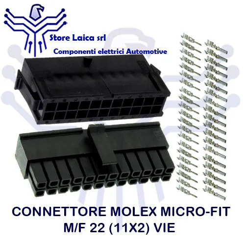 Kit Connettore Molex Micro-Fit 22(11X2)Vie Completo M/F Con Terminali  Auto Moto