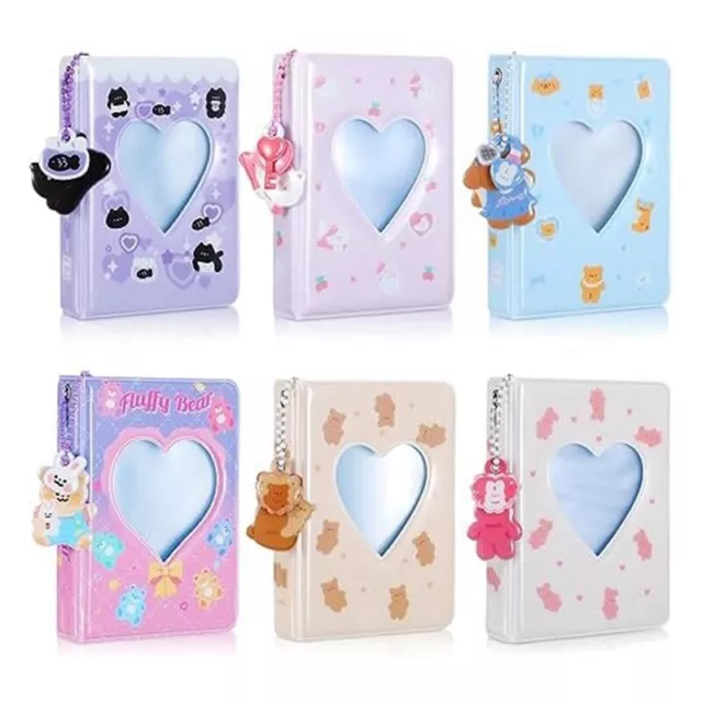 6 Pièces 3 Pouces  Photocard Binder  Album Photo avec Pendentif Ours D1U5