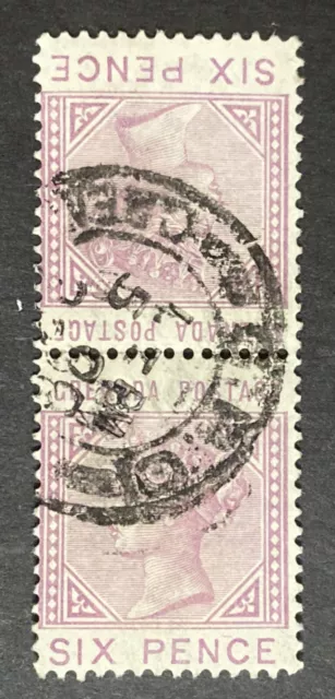 GRENADA -  1883 QV 6D MAUVE TETE-BECH FINE USED PAIR SG 34A cv £70