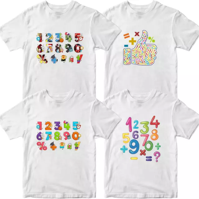 New Kids Boys Girls Math Numbers Day 2023 T-Shirt Maths Symbol Fun School Tee