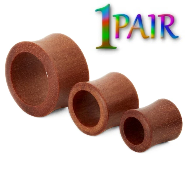 Pair 8g-30mm SAWO WOOD TUNNELS Double Flare Gauges Plugs Organic Ear Plugs 1341