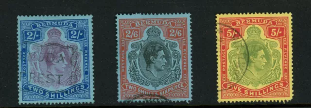 Bermuda Scott # 123A 124 125A F-VF Used 2-5 Shillings Stamps Cat $32