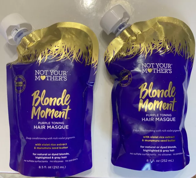 Máscara para el cabello Not Your Mothers Blonde Moment púrpura 8,5 Fl Oz cada lote de 2