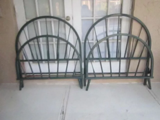 Antique Twin Headboard Footboard And Rails Dark Green New Paint From The 1940s