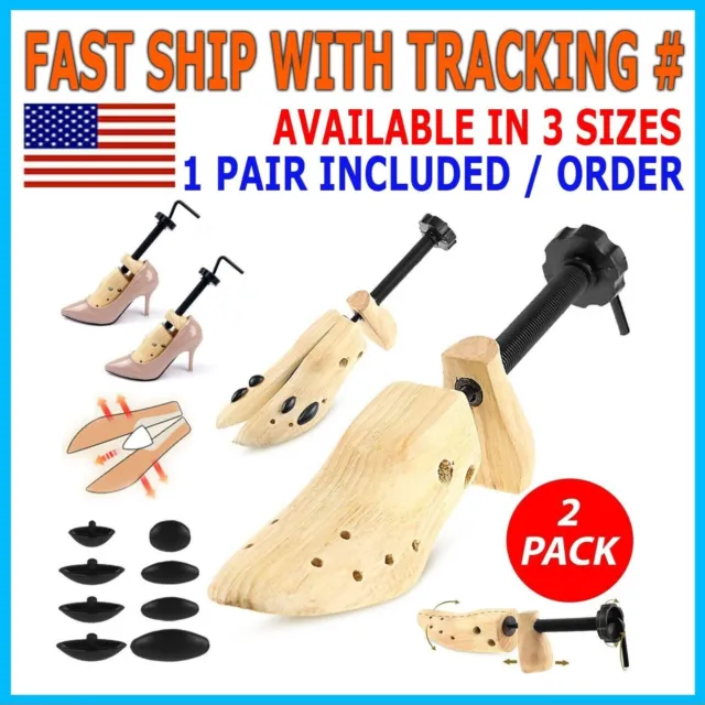 2-Way Wooden Adjustable Shoe Stretcher Expander Men Women Boot Size US 4-14