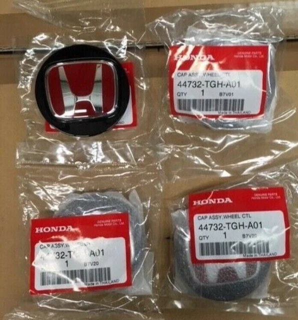 GENUINE OEM HONDA Civic TypeR Wheel Center Caps FK2 FK8 Black Red H NEW SEALED 197.13