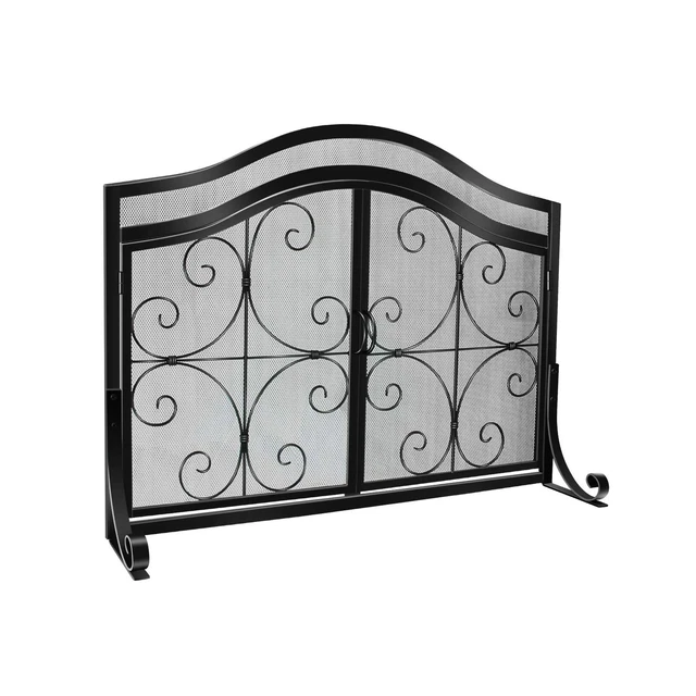 WBHome Fireplace Screen with Doors Large Flat Guard Metal Decorative Mesh Cov...